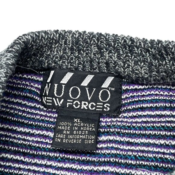Vintage Nuovo New Forces Sweater Knit Geometric 90’s Grandpa- Men’s Size XL - Picture 2 of 7